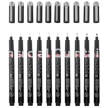 SAKURA Pigma Micron Negro Set + estuche de bolígrafos 10 tamaños - Imagen 1