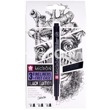 SAKURA Pigma Micron Negro Set + estuche de bolígrafos gratuito 3 tamaños - Imagen 2