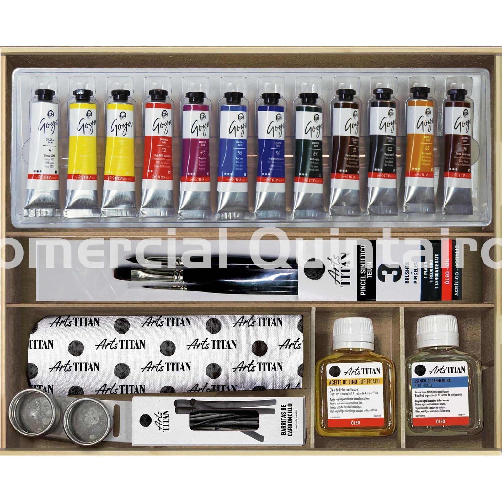 TITAN ARTS Set de pinturas al óleo en caja de madera, 12 tubos de 20 ml, auxiliares y 5 accesorios - Imagen 3