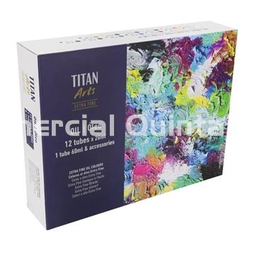 TITAN Maletín de Madera de Óleo Extrafino 12 Tubos con accesorios Titan 20ml - Imagen 2